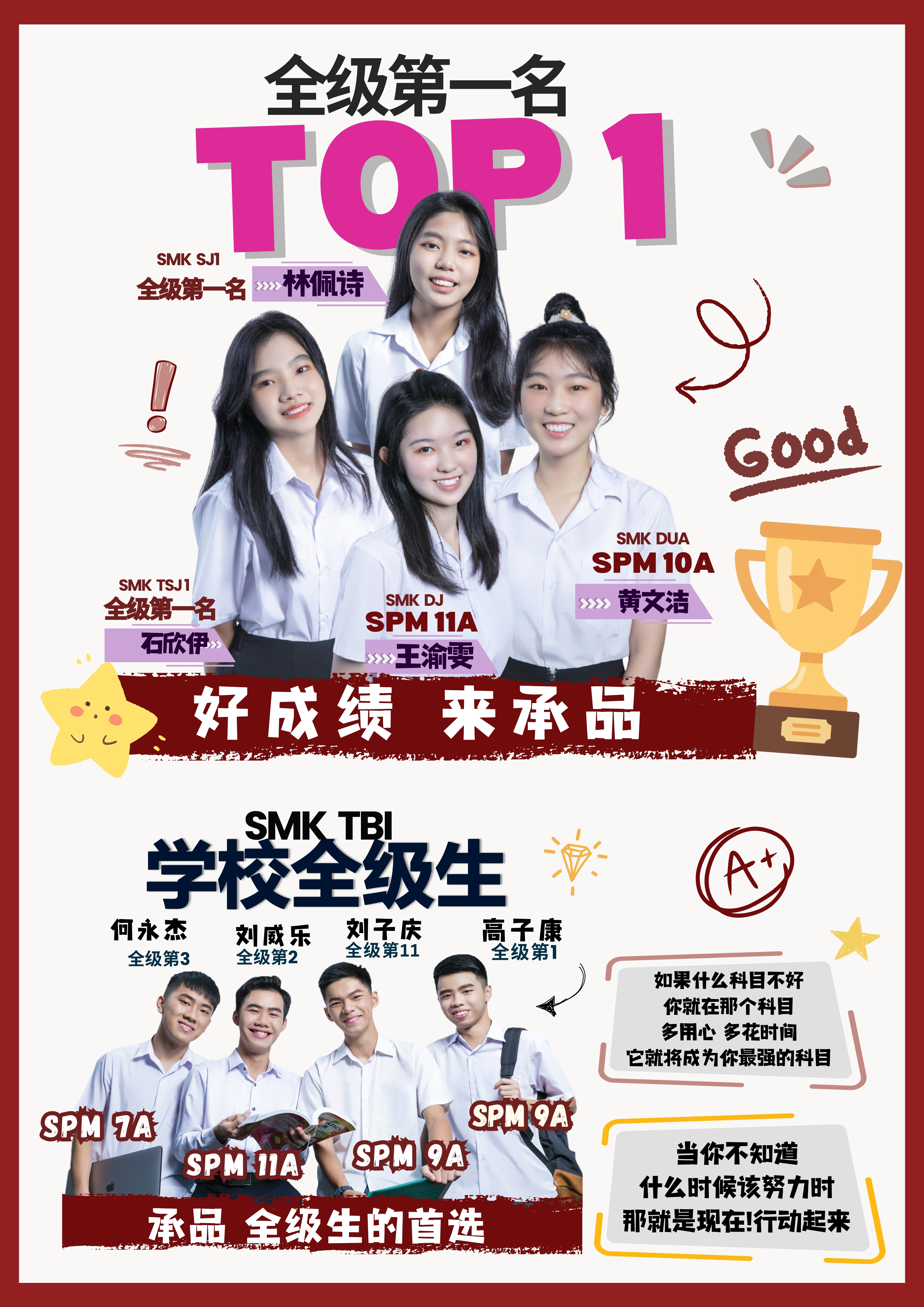 承品教育全级第一与学校全级生见证